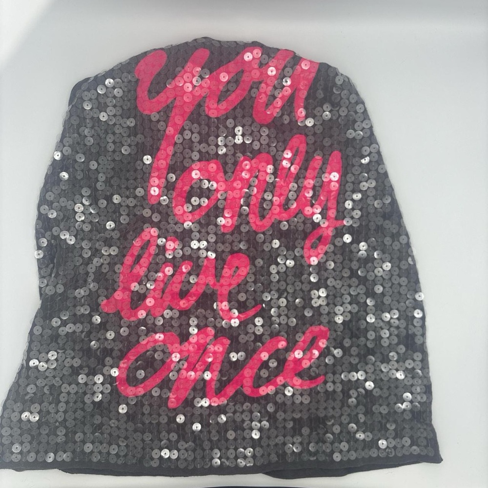 Pink Sequin Racerback Tank Top with Pink Lettering - Picture 2 of 4